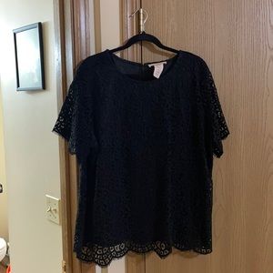 Black crocheted pullover blouse